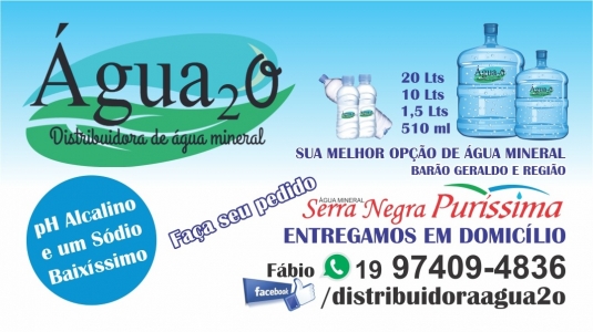 Capa distribuidor Distribuidora Água2o Barão Geraldo